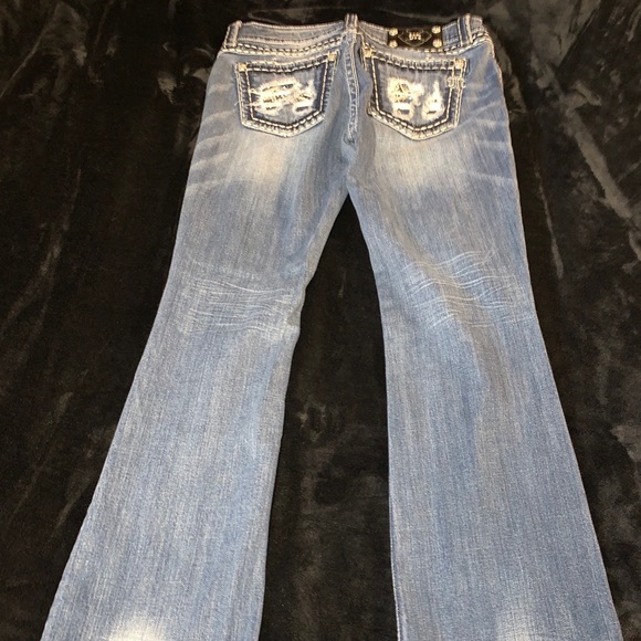 Miss Me boot cut patched blue Jeans Sz 28 - Picture 3 of 5